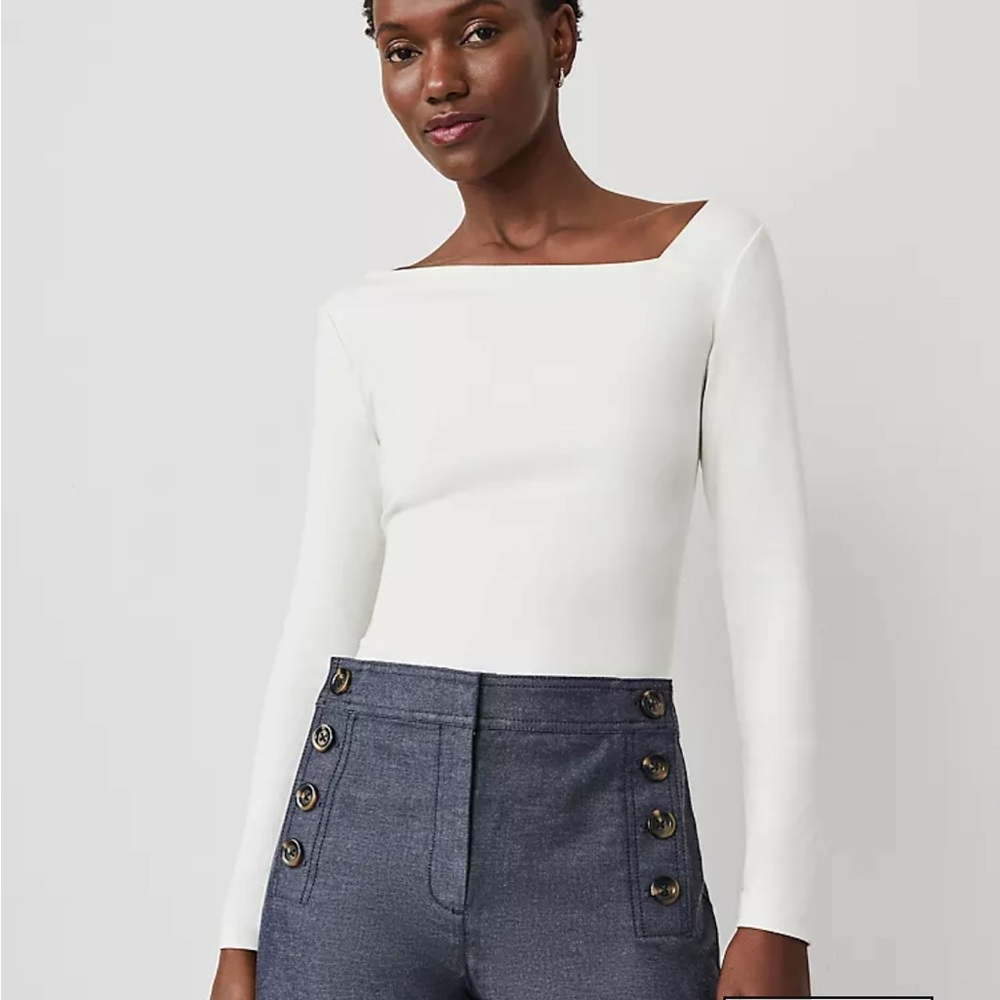 Ann Taylor White Fitted Top